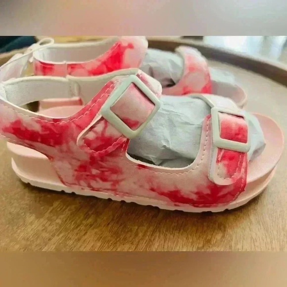 First Steps Two Bucke Footbed Tie Dye Sandal Toddler Girls size 10 - Picture 3 of 5